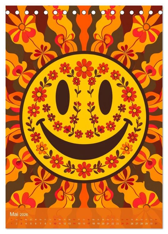 Produktbild: Flower Power Dreams - Retro 70s Art (Tischkalender 2026 DIN A5 hoch), CALVENDO Monatskalender