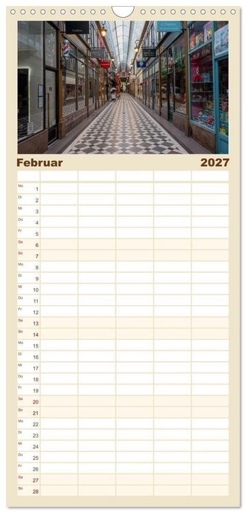 Produktbild: Familienplaner 2027 - Verborgene Passagen von Paris mit 5 Spalten (Wandkalender, 21 x 45 cm) CALVENDO