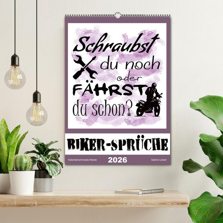 Produktbild: Biker-Spr&uuml;che (Wandkalender 2026 DIN A2 hoch), CALVENDO Monatskalender