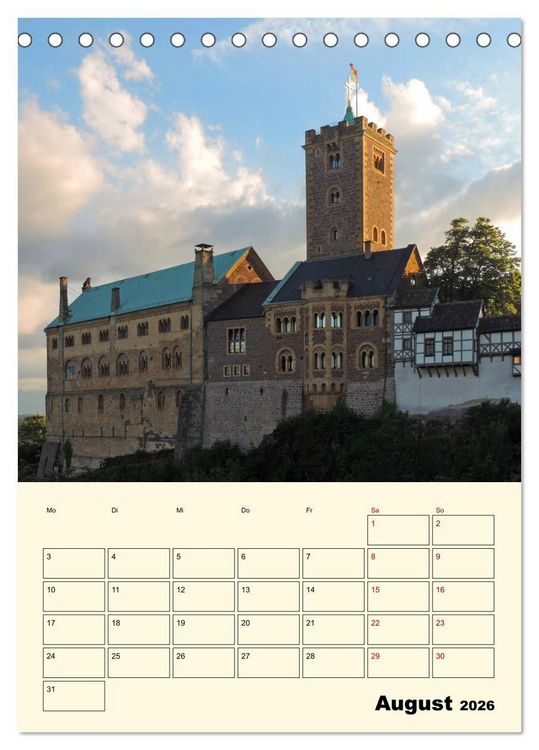 Produktbild: Die Wartburg - Weltkulturerbe in Th&uuml;ringen (Tischkalender 2026 DIN A5 hoch), CALVENDO Monatskalender
