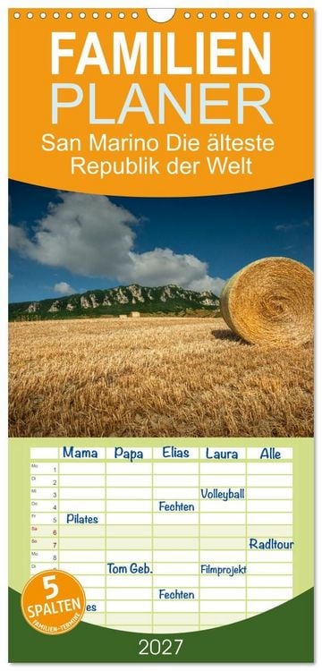 Produktbild: Familienplaner 2027 - San Marino Die &auml;lteste Republik der Welt mit 5 Spalten (Wandkalender, 21 x 45 cm) CALVENDO