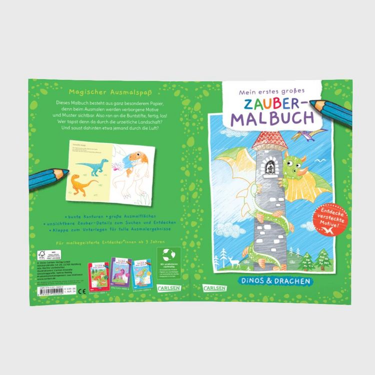 Produktbild: Ausmalbilder f&uuml;r Kita-Kinder: Mein erstes gro&szlig;es Zauber-Malbuch: Dinos & Drachen