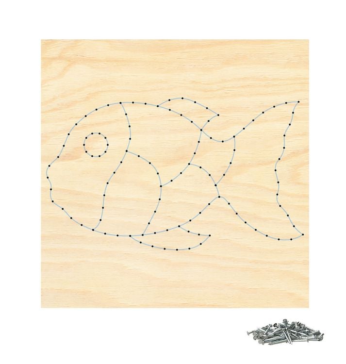 Produktbild: PEBARO NB4 - Nagelbild Fisch, Fadenbild 20x20cm, String Art Bastelset inkl. N&auml;gel