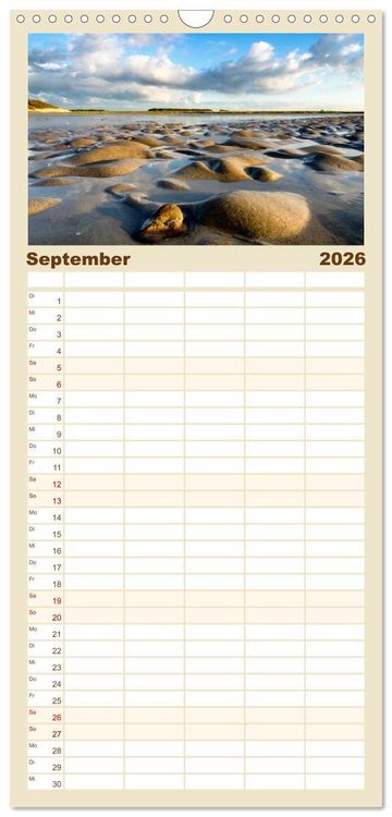Produktbild: Familienplaner 2026 - Zeeland mit 5 Spalten (Wandkalender, 21 x 45 cm) CALVENDO