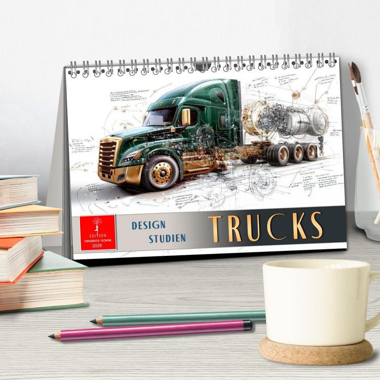 Produktbild: Trucks - Design Studien (Tischkalender 2026 DIN A5 quer), CALVENDO Monatskalender