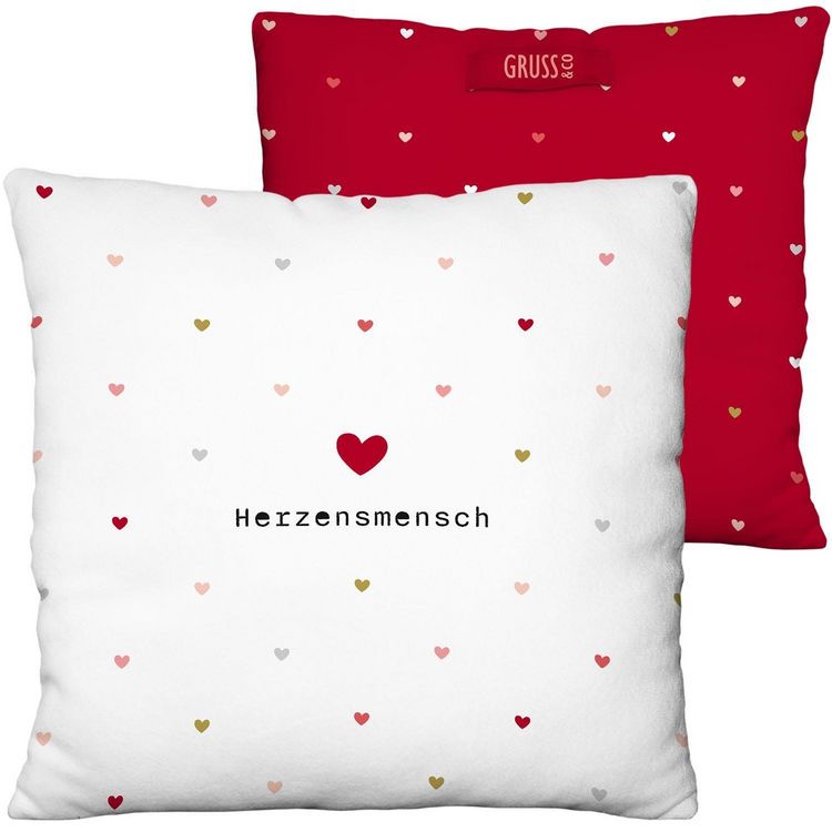 Produktbild: Pl&uuml;schkissen mit Motiv "Herzensmensch"