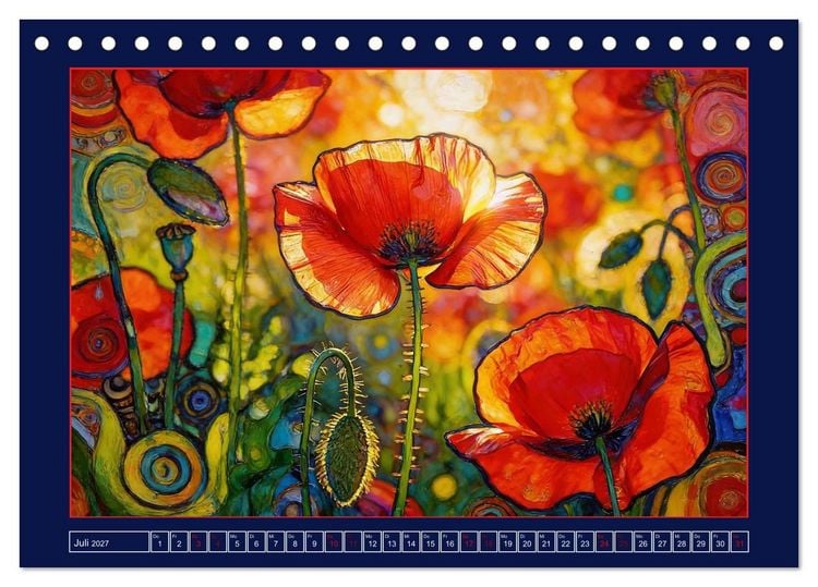 Produktbild: Bl&uuml;ten im verspielten Jugendstil (Tischkalender 2027 DIN A5 quer), CALVENDO Monatskalender