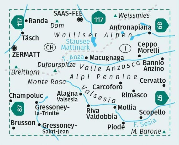 Produktbild: KOMPASS Wanderkarte 88 Monte Rosa, Valle Anzasca, Valsesia 1:50.000