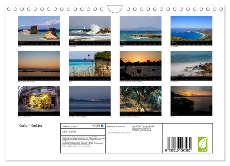 Produktbild: Korfu - Kerkira (Wandkalender 2026 DIN A4 quer), CALVENDO Monatskalender