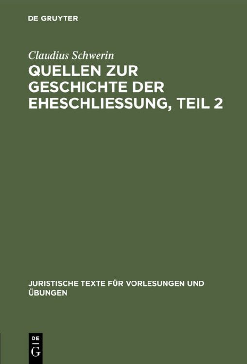 Produktbild: Quellen zur Geschichte der Eheschliessung. Teil 2