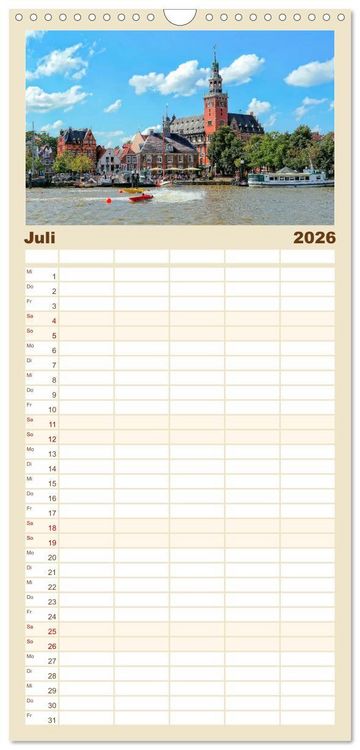 Produktbild: Familienplaner 2026 - Mein Ostfriesland mit 5 Spalten (Wandkalender, 21 x 45 cm) CALVENDO