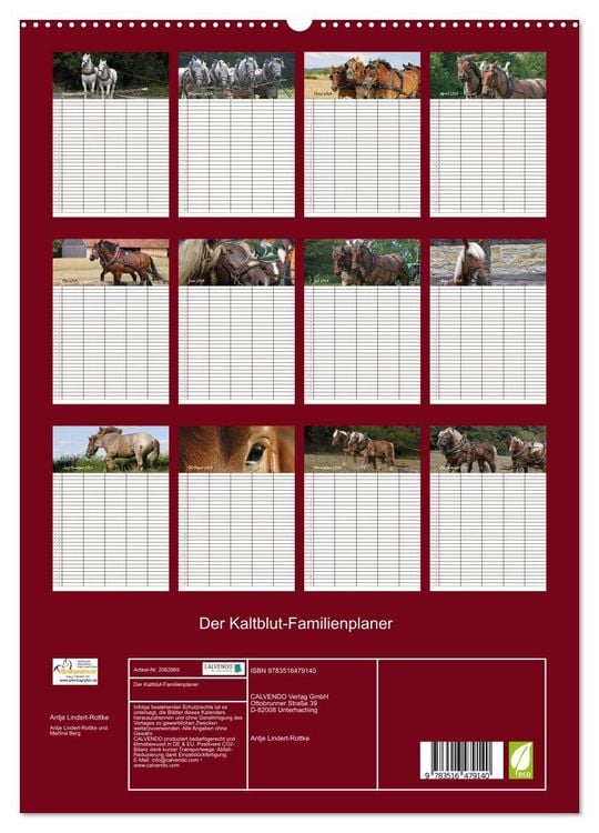 Produktbild: Der Kaltblut-Familienplaner (hochwertiger Premium Wandkalender 2026 DIN A2 hoch), Kunstdruck in Hochglanz