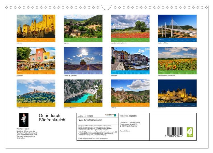 Produktbild: Quer durch S&uuml;dfrankreich (Wandkalender 2026 DIN A3 quer), CALVENDO Monatskalender