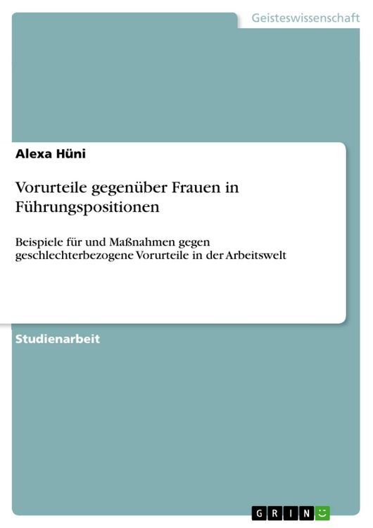 Produktbild: Vorurteile gegen&uuml;ber Frauen in F&uuml;hrungspositionen