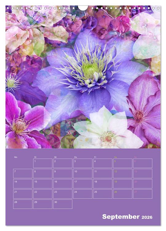 Produktbild: Kunterbunt gemischt - Kunterbunt gemischt - Farbenfroher Jahresplaner mit aufw&auml;ndigen Pflanzencollagen (Wandkalender 2026 DIN A3 hoch), CALVENDO Monatskalender