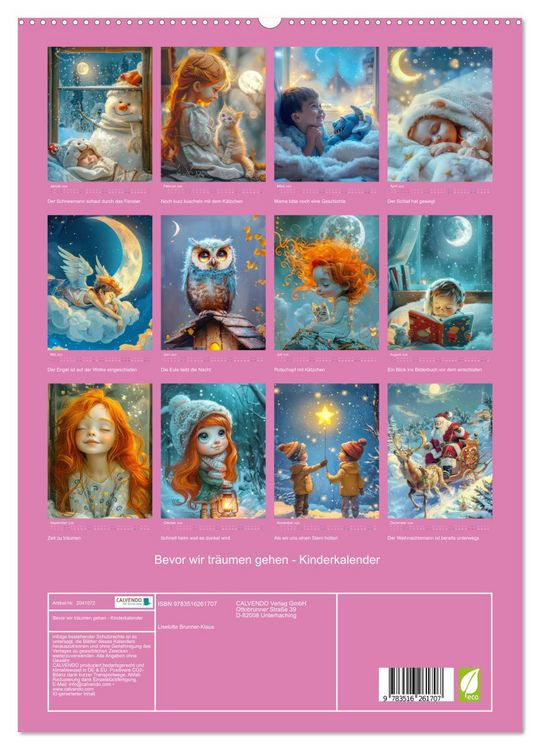 Produktbild: Bevor wir tr&auml;umen gehen - Kinderkalender (hochwertiger Premium Wandkalender 2026 DIN A2 hoch), Kunstdruck in Hochglanz