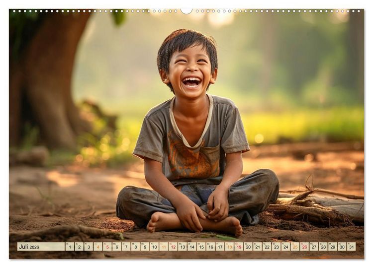 Produktbild: Kinder Lachen (hochwertiger Premium Wandkalender 2026 DIN A2 quer), Kunstdruck in Hochglanz