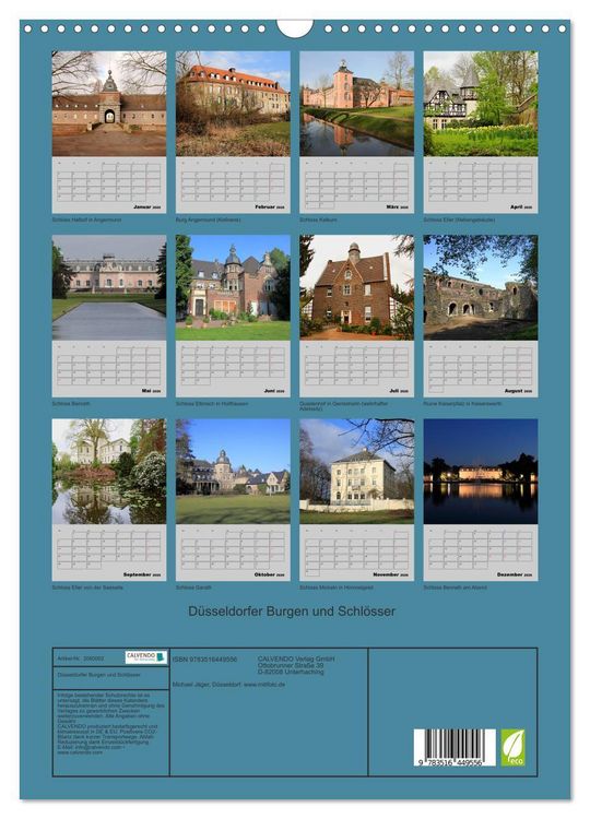 Produktbild: D&uuml;sseldorfer Burgen und Schl&ouml;sser (Wandkalender 2026 DIN A3 hoch), CALVENDO Monatskalender