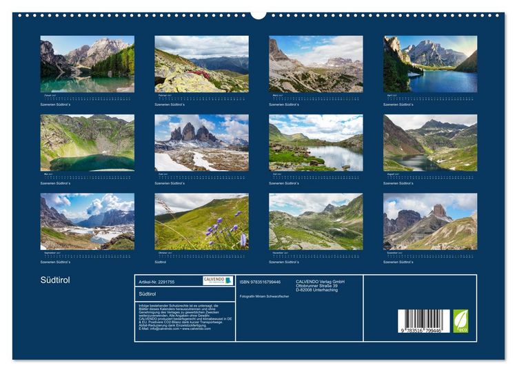 Produktbild: S&uuml;dtirol (hochwertiger Premium Wandkalender 2027 DIN A2 quer), Kunstdruck in Hochglanz