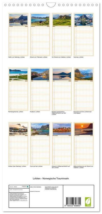 Produktbild: Familienplaner 2026 - Lofoten - Norwegische Trauminseln mit 5 Spalten (Wandkalender, 21 x 45 cm) CALVENDO