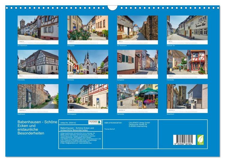 Produktbild: Babenhausen - Sch&ouml;ne Ecken und erstaunliche Besonderheiten (Wandkalender 2027 DIN A3 quer), CALVENDO Monatskalender