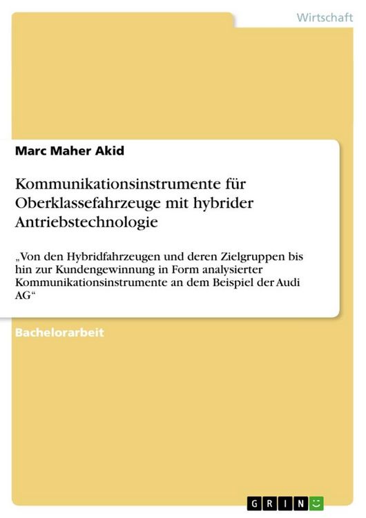 Produktbild: Kommunikationsinstrumente f&uuml;r Oberklassefahrzeuge mit hybrider Antriebstechnologie