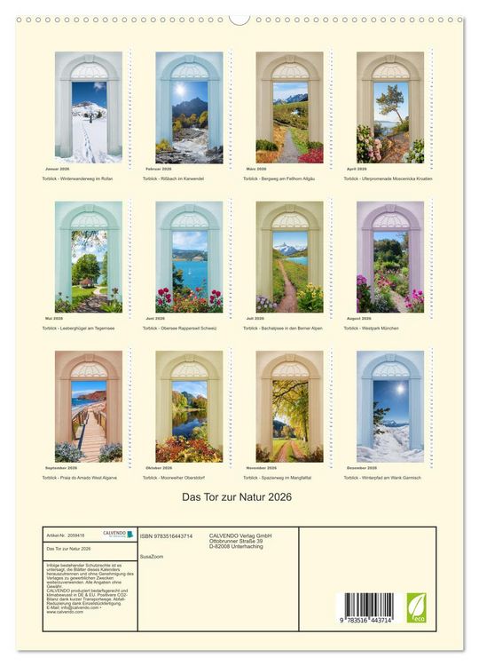 Produktbild: Das Tor zur Natur 2026 (hochwertiger Premium Wandkalender 2026 DIN A2 hoch), Kunstdruck in Hochglanz