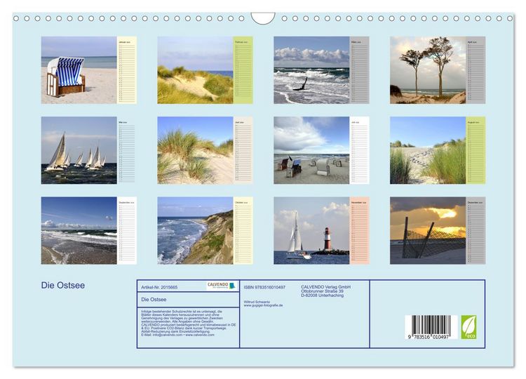 Produktbild: Die Ostsee (Wandkalender 2026 DIN A3 quer), CALVENDO Monatskalender