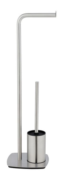 Produktbild: Stand WC-Garnitur Mod. Iria, Edelstahl matt, mit WC-Papierrollenhalter und WC-B&uuml;rste