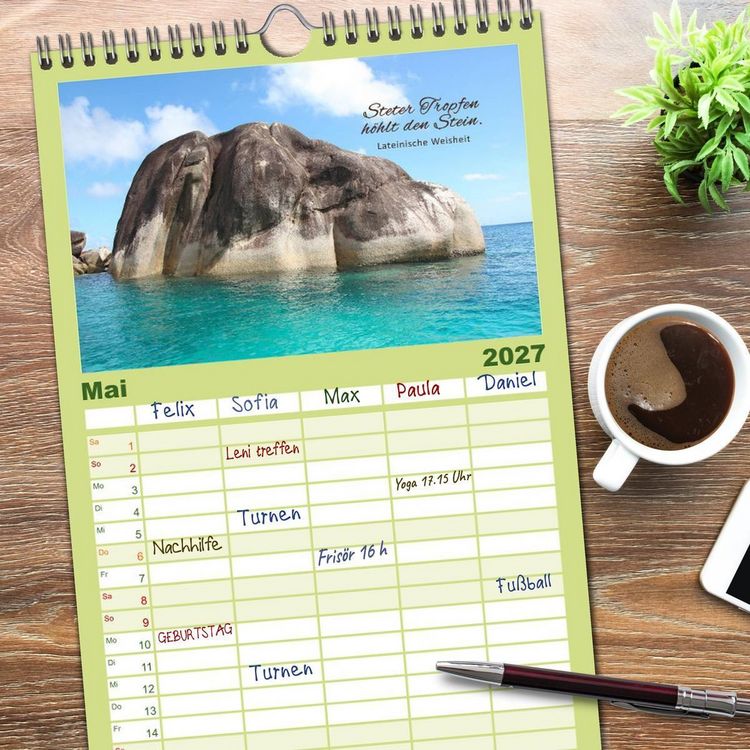 Produktbild: Familienplaner 2027 - Ruhe und Gelassenheit 2027 mit 5 Spalten (Wandkalender, 21 x 45 cm) CALVENDO