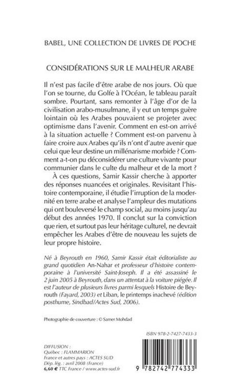 Produktbild: Consid&eacute;rations sur le malheur arabe