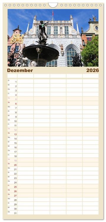 Produktbild: Familienplaner 2026 - Danzig - Eine Perle Polens mit 5 Spalten (Wandkalender, 21 x 45 cm) CALVENDO