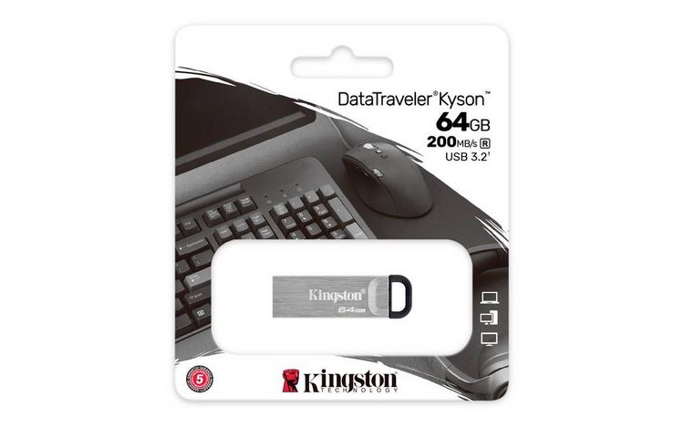 Produktbild: Kingston DataTraveler Kyson USB-Stick Retail 64GB Silber DTKN/64GB USB-A (USB 3.2 Gen 1)