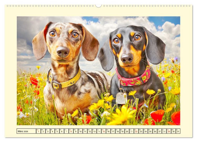 Produktbild: Dackelgl&uuml;ck Deluxe. Lange Ohren, kurze Beine und viel Charme (Wandkalender 2026 DIN A2 quer), CALVENDO Monatskalender