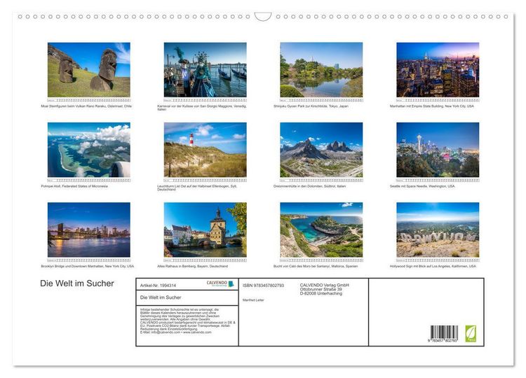 Produktbild: Die Welt im Sucher (Wandkalender 2026 DIN A2 quer), CALVENDO Monatskalender