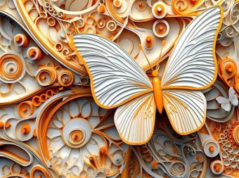 Produktbild: CALVENDO Puzzle Orange wei&szlig;er Schmetterling als Relief | 2000 Teile Lege-Gr&ouml;&szlig;e 90x67cm Foto-Puzzle f&uuml;r gl&uuml;ckliche Stunden