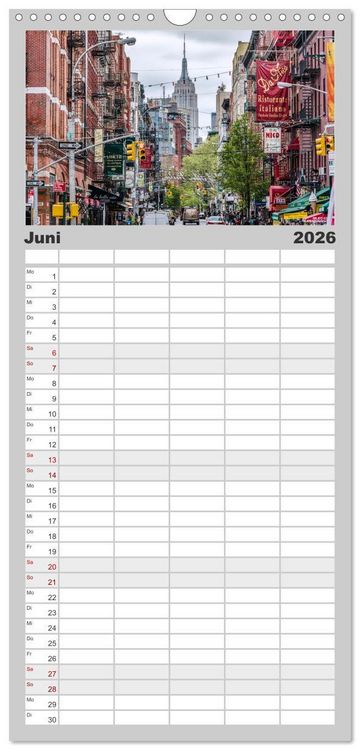 Produktbild: Familienplaner 2026 - New York City - Atemberaubende Ansichten mit 5 Spalten (Wandkalender, 21 x 45 cm) CALVENDO