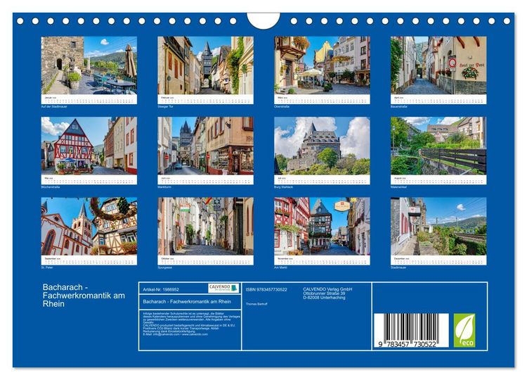 Produktbild: Bacharach - Fachwerkromantik am Rhein (Wandkalender 2026 DIN A4 quer), CALVENDO Monatskalender