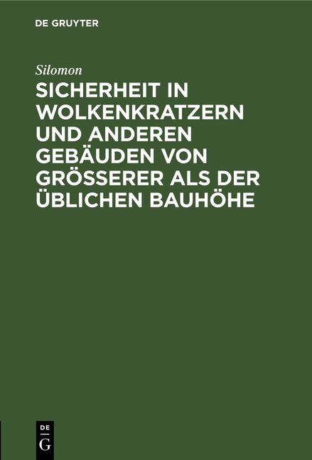 Produktbild: Sicherheit in Wolkenkratzern und anderen Geb&auml;uden von gr&ouml;&szlig;erer als der &uuml;blichen Bauh&ouml;he