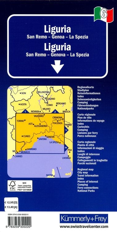 Produktbild: K&uuml;mmerly+Frey Regional-Strassenkarte 6 Ligurien 1:200.000
