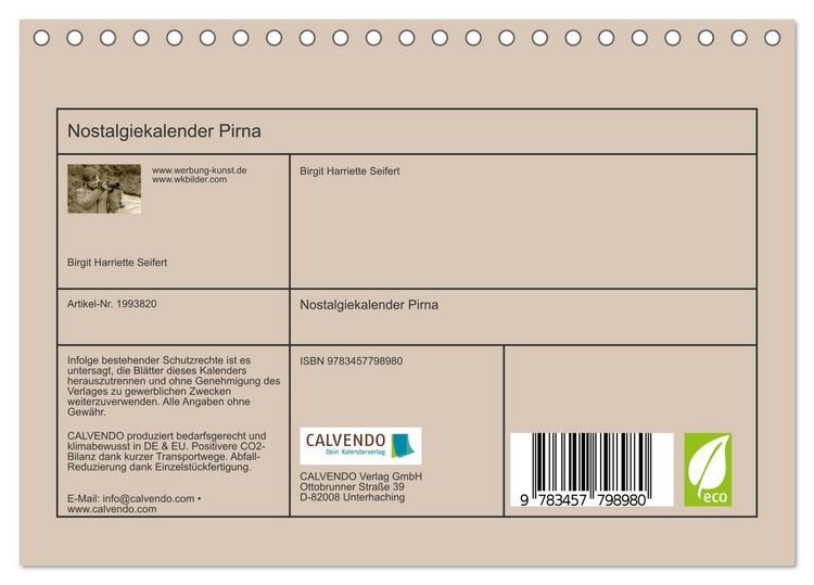 Produktbild: Nostalgiekalender Pirna (Tischkalender 2026 DIN A5 quer), CALVENDO Monatskalender
