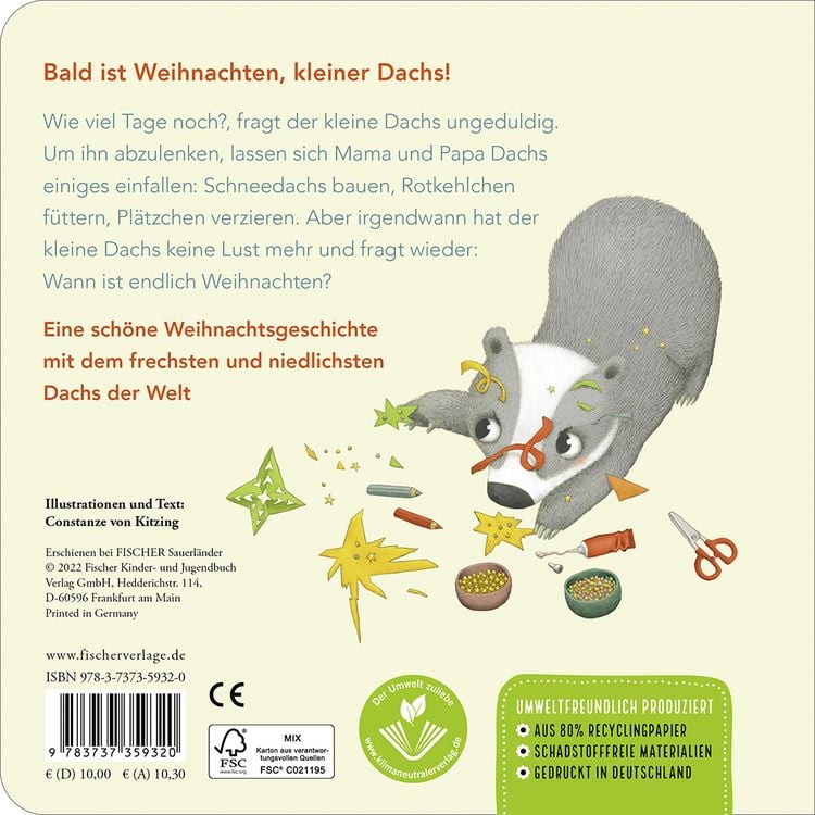 Produktbild: "Wann ist endlich Weihnachten?", fragt der kleine Dachs (Weihnachtsbuch)