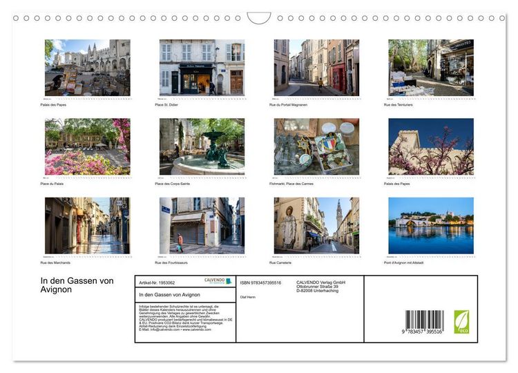 Produktbild: In den Gassen von Avignon (Wandkalender 2026 DIN A3 quer), CALVENDO Monatskalender