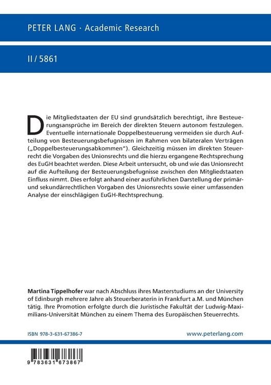 Produktbild: Der Einfluss des Unionsrechts auf die Aufteilung der Besteuerungsbefugnisse zwischen den Mitgliedstaaten der EU im Bereich der direkten Steuern