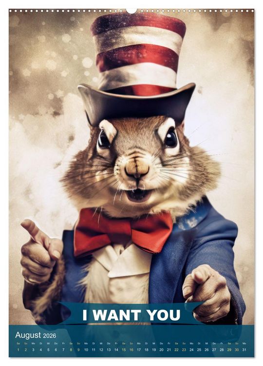 Produktbild: I want you im tierischen Design (hochwertiger Premium Wandkalender 2026 DIN A2 hoch), Kunstdruck in Hochglanz