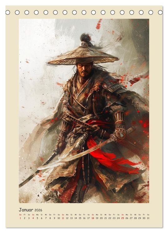 Produktbild: Samurai. Kunstvolle Darstellungen historischer Krieger (Tischkalender 2026 DIN A5 hoch), CALVENDO Monatskalender
