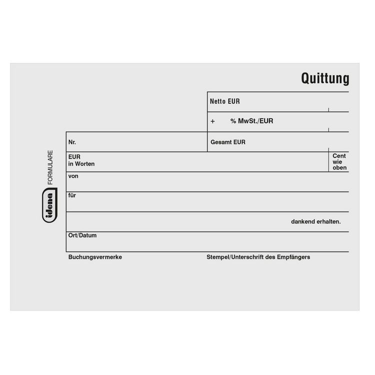 Produktbild: Idena Quittung selbstdurchschreibend MwSt. separat ausgewiesen DIN A6 quer 2x40 Blatt