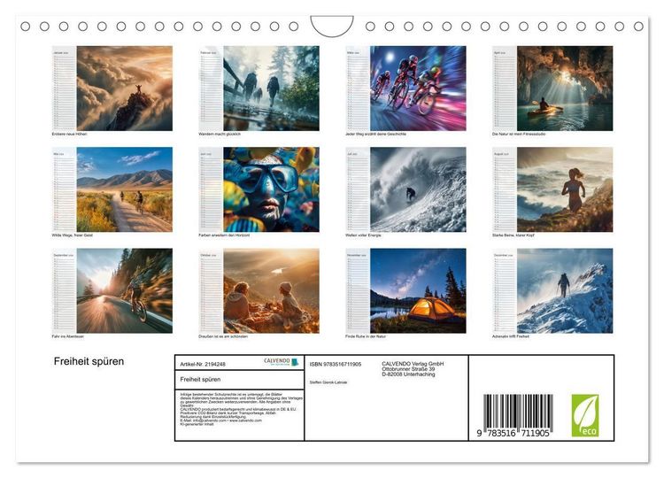 Produktbild: Freiheit sp&uuml;ren (Wandkalender 2026 DIN A4 quer), CALVENDO Monatskalender