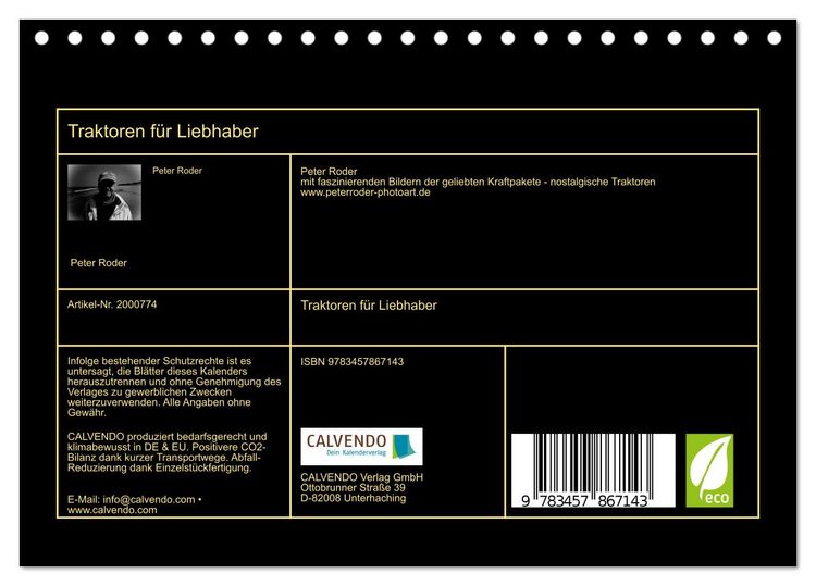 Produktbild: Traktoren f&uuml;r Liebhaber (Tischkalender 2026 DIN A5 quer), CALVENDO Monatskalender