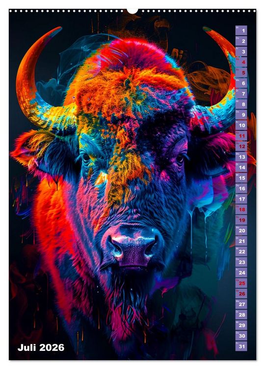 Produktbild: Farbenpracht - Bunte Tierportr&auml;ts (hochwertiger Premium Wandkalender 2026 DIN A2 hoch), Kunstdruck in Hochglanz